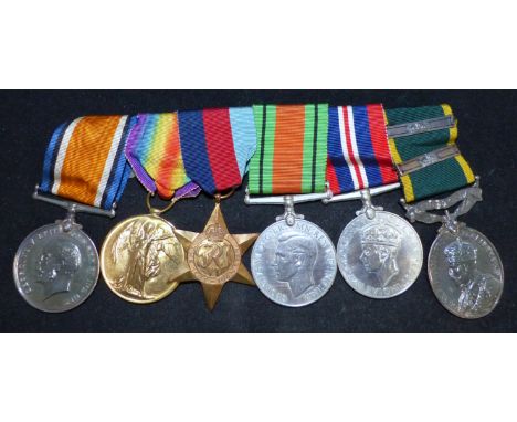 Territorial Army Group of 6 to 39781 Pte John R. Lamb Durham Light Infantry comprising WWI pair, 39-45 Star, Defence and War 