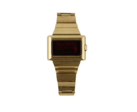 OMEGA TIME COMPUTER 1 DIGITAL GOLD-CAPPED STAINLESS STEEL GENTLEMAN'S QUARTZ WRIST WATCH with red LED display for time, date 