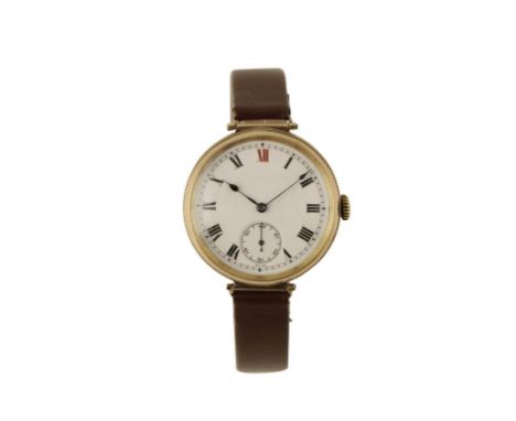 LONGINES 9CT GOLD GENTLEMAN'S WRIST WATCH with manual wind movement white enamel dial Roman numerals, subsidiary seconds dial