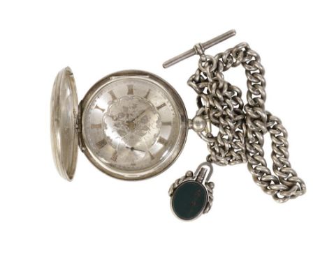 HILL AND SONS SILVER CASED GENTLEMAN'S POCKET WATCH with silver dial gold numerals, hands, subsidiary dial and silver watch c