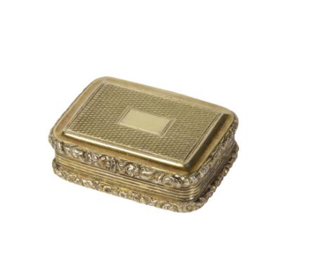 GEORGE III SILVER GILT VINAIGRETTE by Samuel Pemberton, Birmingham, 1795, rectangular form, engine turned decoration with a v
