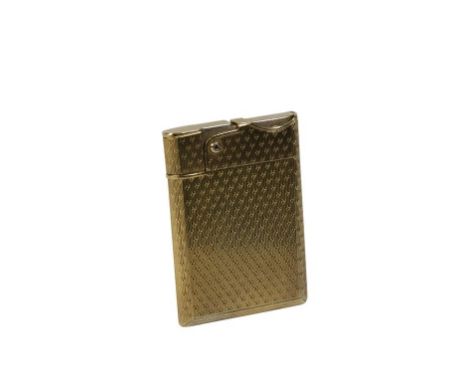 ASPREY & CO SILVER GILT "WAFER" LIGHTER, registration no. 856727, rectangular form, engine turned decoration, 5.5cm high