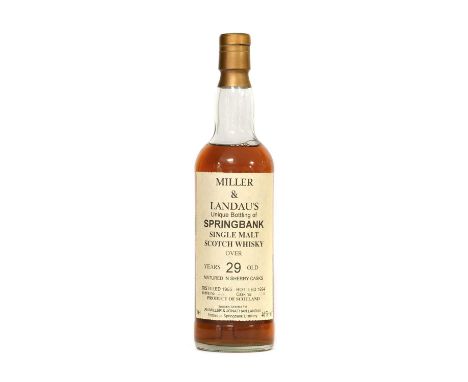 Springbank (Miller &amp; Landau's) 29 Year Old 1965 Single Malt Scotch Whisky, specially selected for Ian Miller and Jonathan
