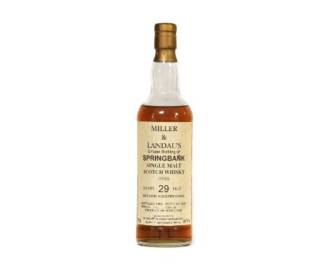 Springbank (Miller &amp; Landau's) 29 Year Old 1965 Single Malt Scotch Whisky, specially selected for Ian Miller and Jonathan