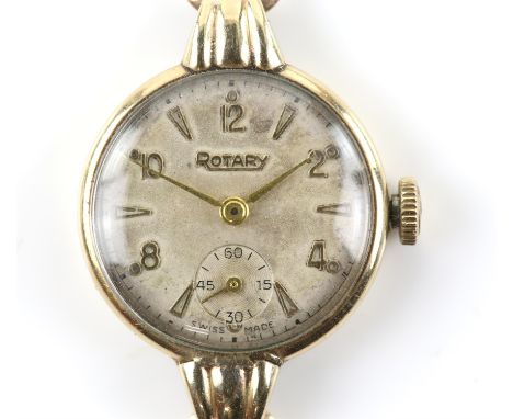 Rotary A Ladies gold wristwatch with signed silvered dial, with Arabic numeral hour markers, subsidiary seconds dial, gilt ha