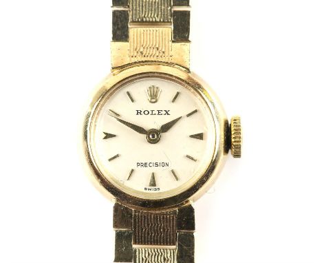 Rolex, A Ladies Reference 62265 Precision gold cased wristwatch, the signed dial with baton hour markers, gold hands, fitted 