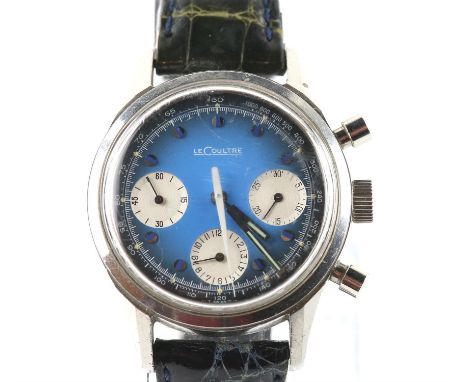 Le Coultre, A Gentleman's Reference E2644 stainless steel chronograph wristwatch,the signed gradient blue dial with chrome ba