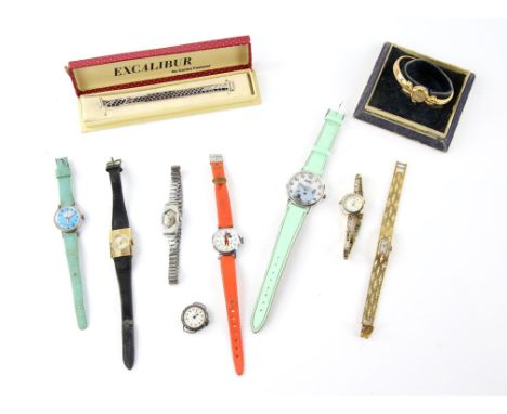 A selection of ladies' mainly vintage wristwatches, including a gold plated Delani bangle watch, boxed, an Avia wristwatch, a