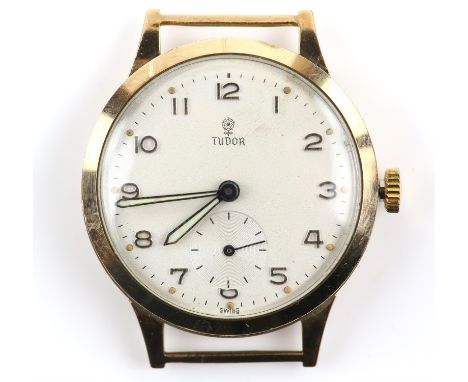 Rolex, A Tudor gentleman's gold wristwatch the signed dial with Arabic numeral hour markers, outer minute track  and subsidia