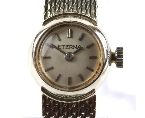Eterna, a ladies white gold dress watch, the signed dial with baton hour markers, fitted with a signed manual wind 17 jewel m