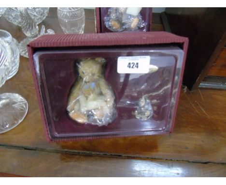 A Steiff Bear, Porcelain & Pewter Century Collection, with two figures in presentation box.