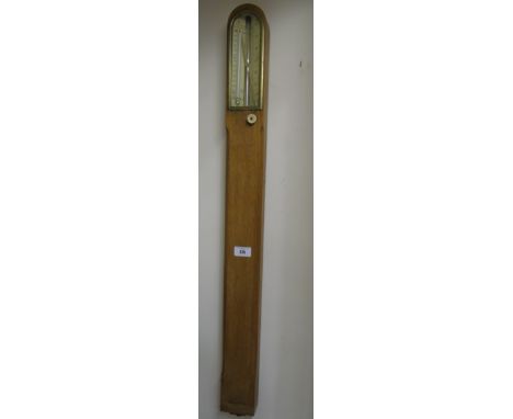 Early 20th Century Oak Cased Stick Barometer by J Davis of London and Derby having an engraved ivorine scale