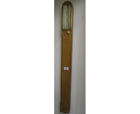 Early 20th Century Oak Cased Stick Barometer by J Davis of London and Derby having an engraved ivorine scale