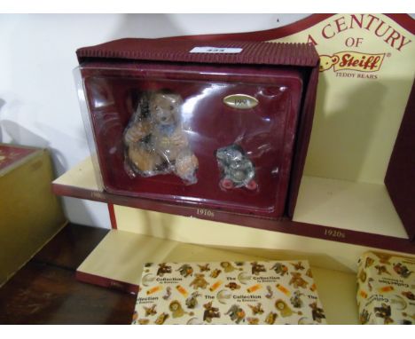 A Steiff Bear, Porcelain & Pewter Century Collection, with two figures in presentation box.