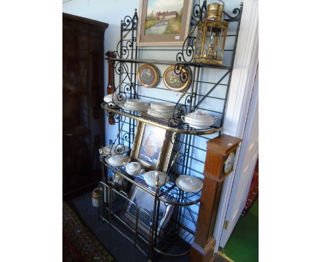A Fine Five Tier French Brass and Wrought Iron Display Baker's Rack Shelf Unit. height 7'. width 3' approximately