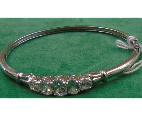 A Silver Set Stone Bangle.