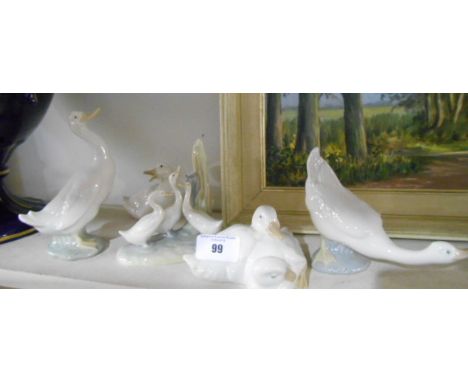 A Group of Five Nao Figures of Geese