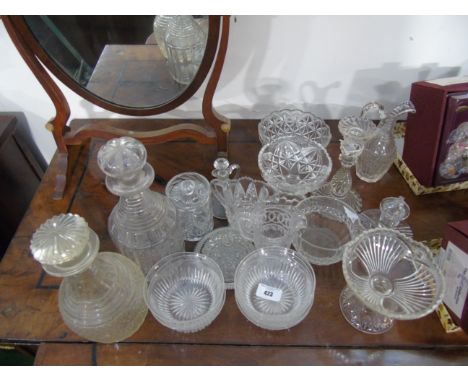 Two 19th Century Decanter, a Victorian Rinser, Finger Bowls, etc