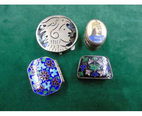 Amendment: A Small Group of Silver &amp; Enamel Pill Boxes to include Russian/Parisian examples &amp; an ebony mother of pear