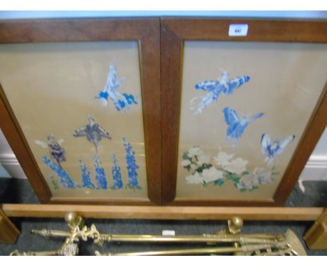 An Oak Framed Two-Part Firescreen
