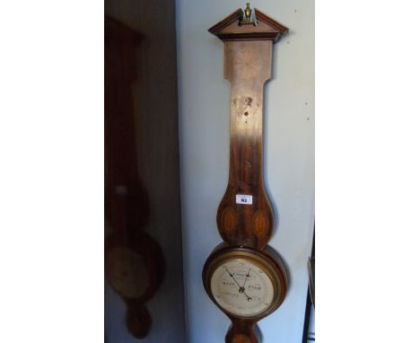 Shortt & Mason, London, Inlaid Mahogany Banjo Barometer/Thermometer (a/f)
