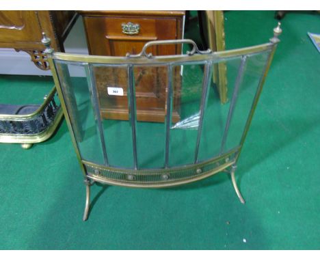 An Edwardian Brass Fire Screen with bevelled glass panels