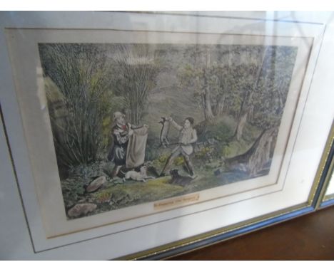 A Small Pair of 19th Century Engravings Hunting the Marten Cat & Bagging the Badger (2)
