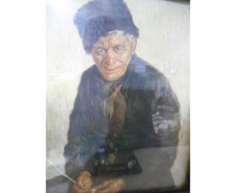 Georg Hering (Dutch, 1884 - 1936), study of a 'Frisian man with an Astrakhan hat and clay pipe', signed top right & dated 191