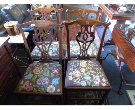 A Set of Four Late 18th Century &nbsp;Provincial Oak Dining Chairs, Chippendale Style.