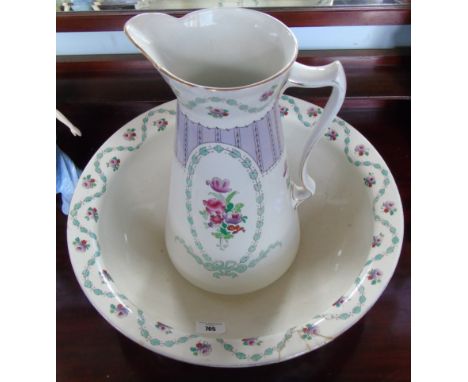 A Whieldon Ware Connaught Pattern Wash Jug & Basin