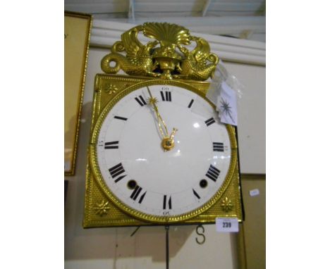 A Comptoise Wall Clock the dial white enamel, the pierced and stamped cresting set with two confronting winged dragons, 15ins