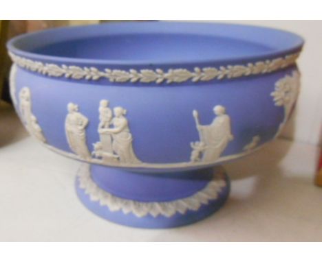 Modern Wedgewood Pale Blue Jasperware Bowl, standing on a circular foot
