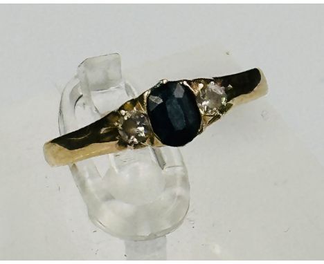 A sapphire and diamond ring with an approximate weight of 2.2g and size P 1/2 on 9ct gold setting