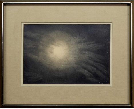 * BET LOW RSW ARSA RGI DLitt (SCOTTISH 1924 - 2007), CLOUDS PASSING THE MOON pencil on paper, signed, dated 1977 versomounted