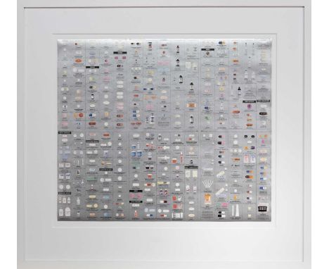 * DAMIEN HIRST (BRITISH b. 1965), PHARMACY WALLPAPER - SILVER (1997) five colour gravure print with metallic silvermounted, f