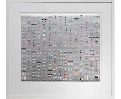 * DAMIEN HIRST (BRITISH b. 1965), PHARMACY WALLPAPER - SILVER (1997) five colour gravure print with metallic silvermounted, f