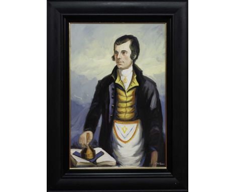 * FRANK MCFADDEN (SCOTTISH b. 1972), PORTRAIT OF ROBERT BURNS  oil on board, signed framed and under glassimage size 77cm x 5