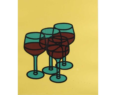 § Patrick  Caulfield CBE, RA (1936-2005) Wine Glassessigned to the reverse; artist's proof, aside from the numbered edition o