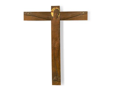 Eric Gill's Guild of St Joseph & St Dominic, Ditchling, a carved wood Crucifix, circa 1930, carved and gilded, unsigned44.5 x