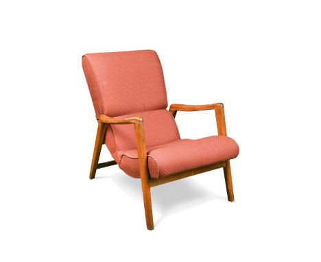 Victor Wilkins for E Gomme (G-Plan), a teak framed 'Siesta' lounge chair, with spring supported single cushioned seat and bac