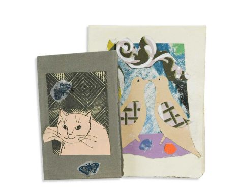 § Olive Cook (1912-2002) two handmade greetings cards, one collaged and one with collage and hand-painting, addressed Raymond