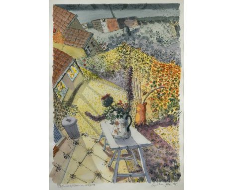 § Anthony Green RA (1939-2023) Garden Viewsigned and dated 'anthony Green 95' (lower right)watercolour over lithograph79 x 56