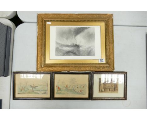 A collection of framed print including: Turner Snow Storm, Hunting Theme prints etc (4) 