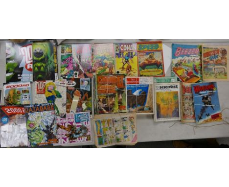 A mixed collection of Vintage Comics including copies of : 2000AD, Marvel comics, Combat Survival &amp; Dandy 