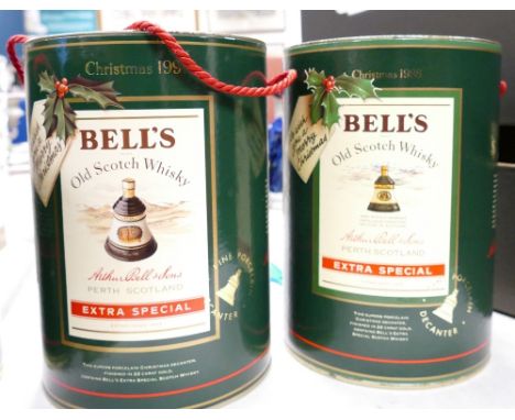 Bells Whisky Commemorative Sealed Ceramic Decanters &amp; Contents(2): 