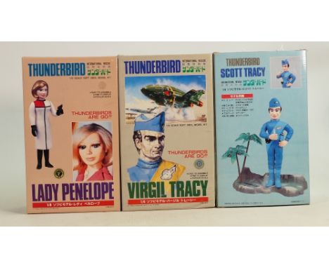 Imai Boxed Thunderbirds 1/8 Scale Soft Vinyl Model Kits : Scott Tracy (signed Shane Rimmer), Lady Penelope &amp; Virgil(3) 