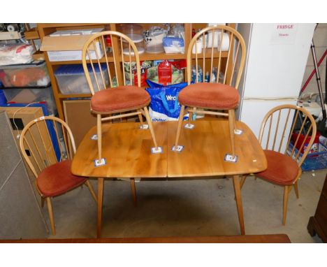 Ercol Windsor Table &amp; Four Hoop Back Chairs: 