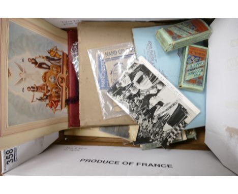 A mixed Collection of items to include: vintage postcards, cigarette cards, Union Related Certificates, photo's etc 