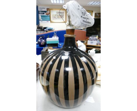 Large Mid Century Vivessa type Glass Bottle: converted and over painted as lamp base. height 52cm 