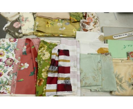A large quantity of vintage  Tootal, Sanderson &amp; Similar Un Used Fabic &amp; Made up Curtains: 